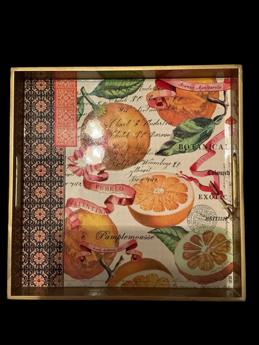 Botanical Citrus Decorative Serving Tray  by Michel Design Works.
